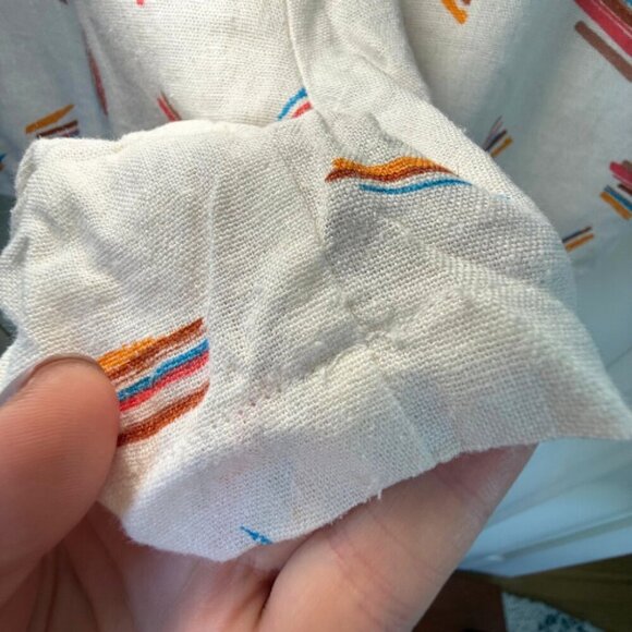 LUSH Linen Blend Abstract Print White Shorts Size M - Picture 10 of 13